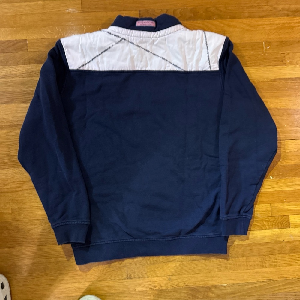 Vineyard Vines Shep Shirt Men Medium 1/4 Zip Sweatshirt Navy Blue WhiteRed Whale